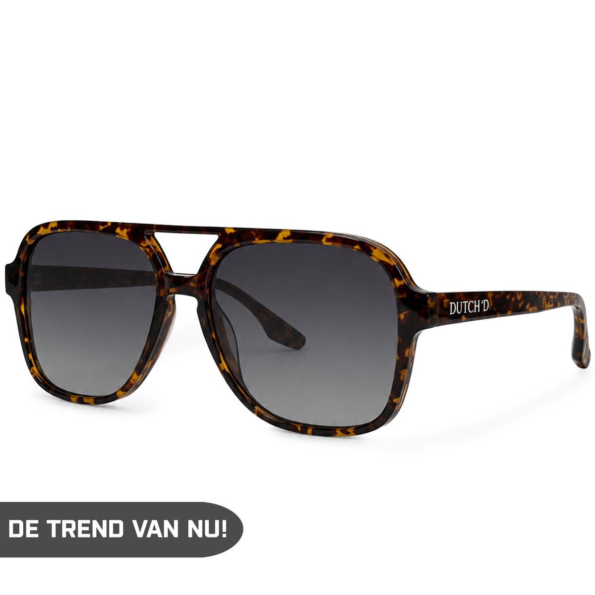 DUTCH'D® - Zonnebril - Heren & Dames - Polarized - Tortoise - Sterk Montuur - Met Case - Gepolariseerd - Auto bril - UV 3 Bescherming