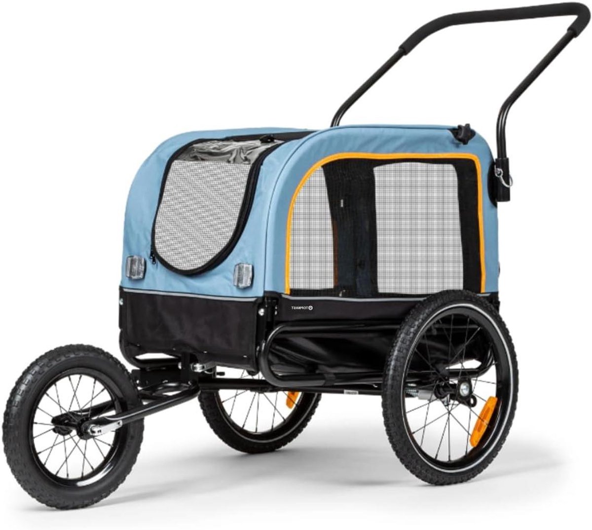 Hondenaanhanger Hondenbuggy - Fietskar Hond - Hond Vervoeren - 2-in-1 Functie - 30 kg - Blauw Zwart