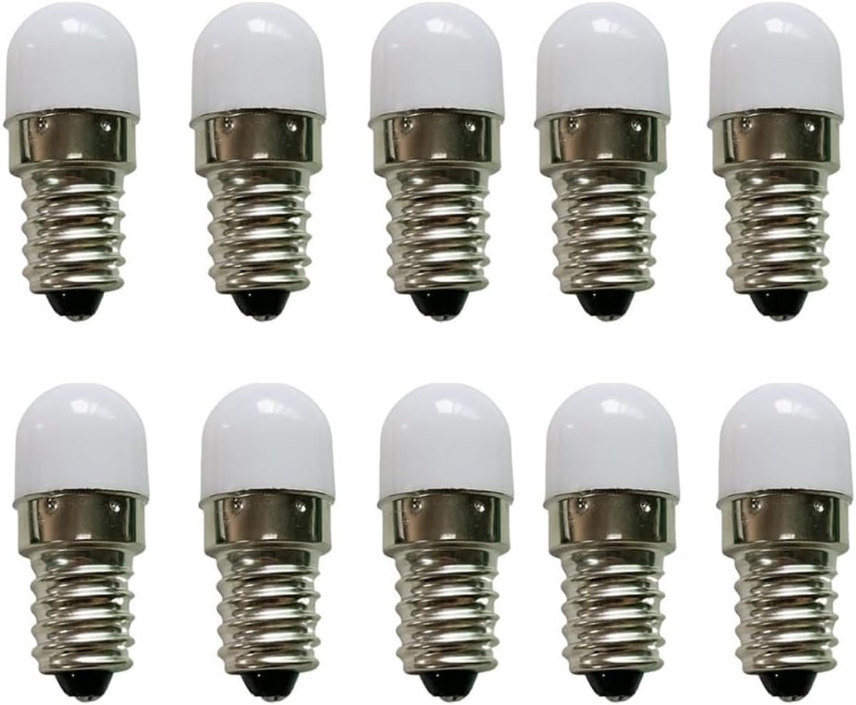 E10 LED-lamp, 3 V tot 24 V, warmwit, verpakking van 10 AC/DC E10 miniatuur schroef LED-lampen, zaklampen, 0,2 W, 3000 K (3 Volt)