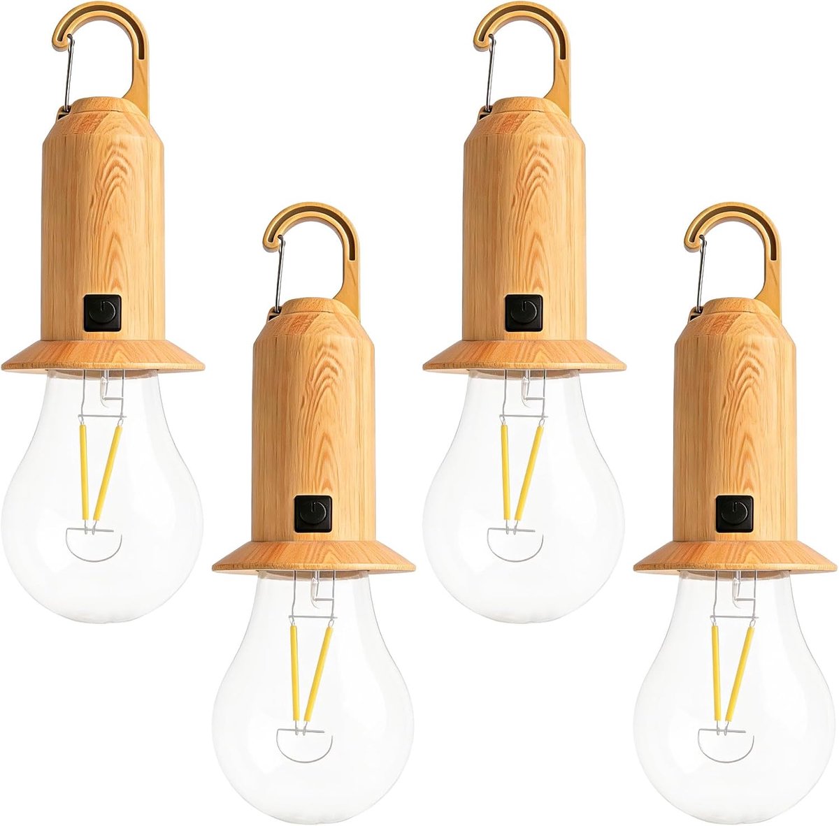 4 stuks led-campinglamp, oplaadbaar, led-campinglantaarn met 3 helderheidsmodi, campinglamp op zonne-energie, tentlamp met haken, campinglampen, draagbare tentlamp voor avontuur, vissen, noodgevallen