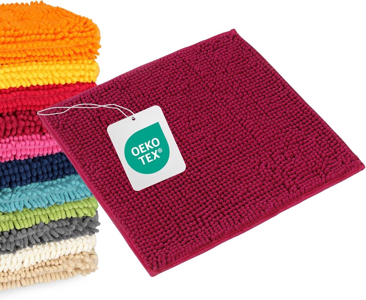 Badmat 45 x 45 cm, bessen, kleine badmat voor gastentoilet en douche