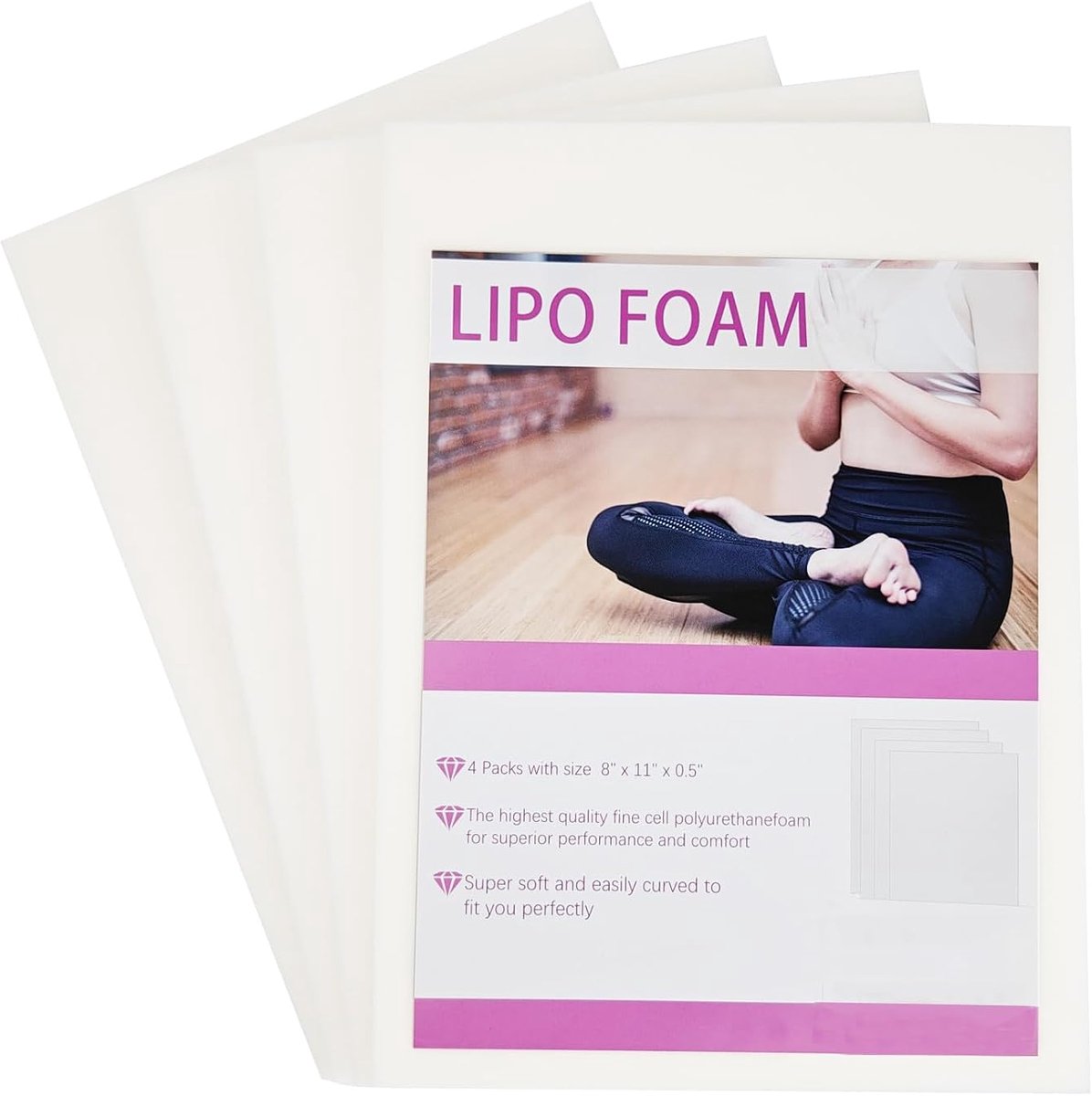 4 Pack Lipo-schuimpads 8 "x 11" voor Postchirurgie Liposuctie Afvlakking van Buikcompressiekleding Extra Dikke AB Board-schuimplaten voor Lipo-Herstel