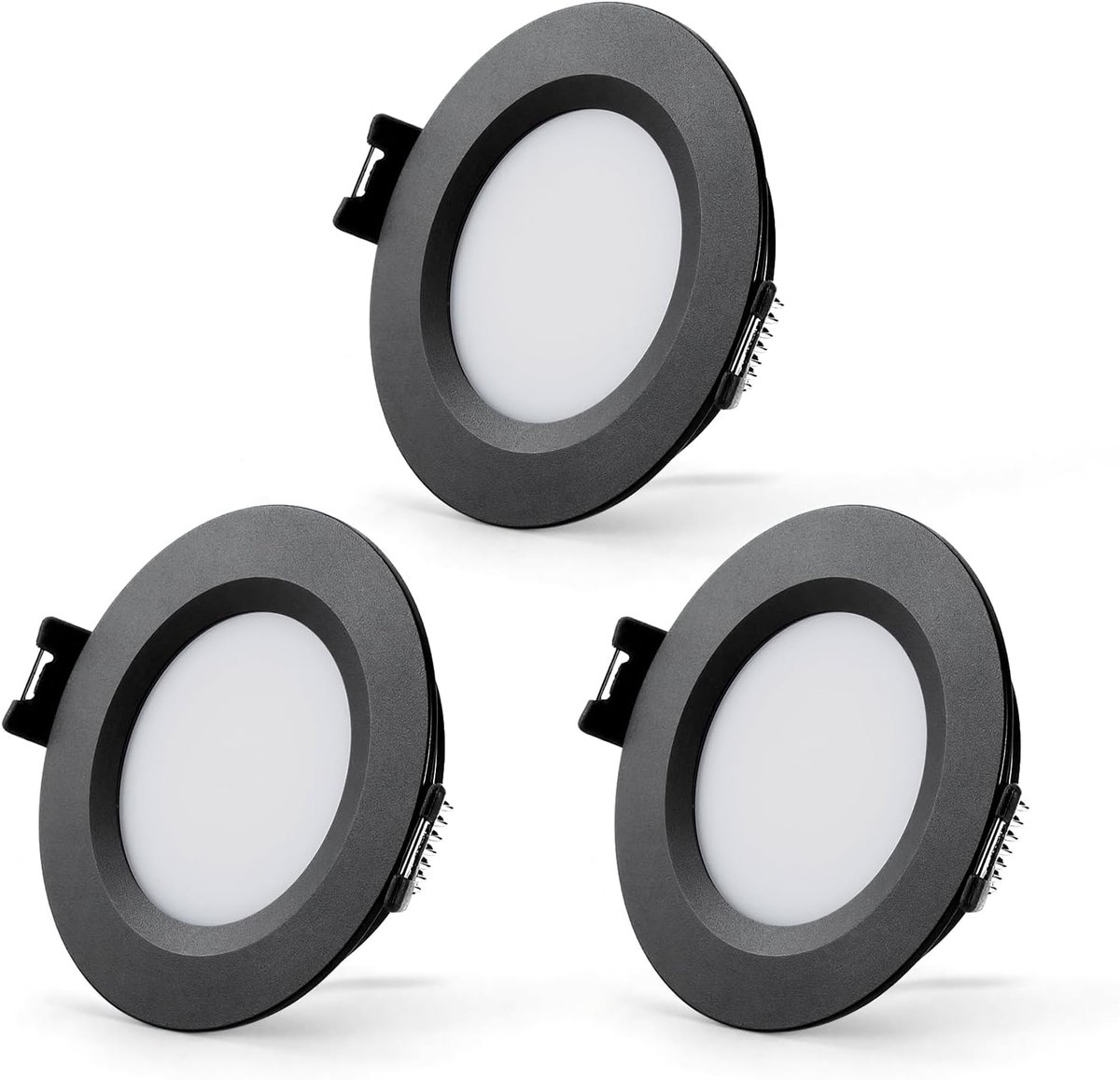 Set van 3 led-inbouwspots, 12 V, 3 W, aluminium, led-spot, 12 V, dimbaar, 3000 K, warmwit, 240 lm, 12 mm, ultraplatte inbouwlampen, spots, gat 58-62 mm, IP44 inbouwspots voor boot, caravan