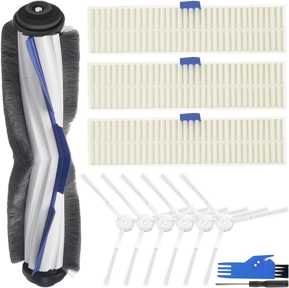 Brush Side Brush Filter Kit for Tefal Explorer 60 Series for Rowenta ZR740003 ZR740005 Robot Vacuum Cleaner Replacement Parts Roller Brush Edge Brush Hepa Filter Attchment Accessories Kit