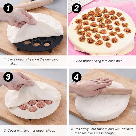 Maker metaal, steekzakvorm, dumplingvorm voor jiaozi, ravioli, empanadas en pirogi, handgemaakte deegvorm met snijfunctie, Easy Clean, tijdbesparend, uniformmaat, zwart keukenhulp — afbeelding 4