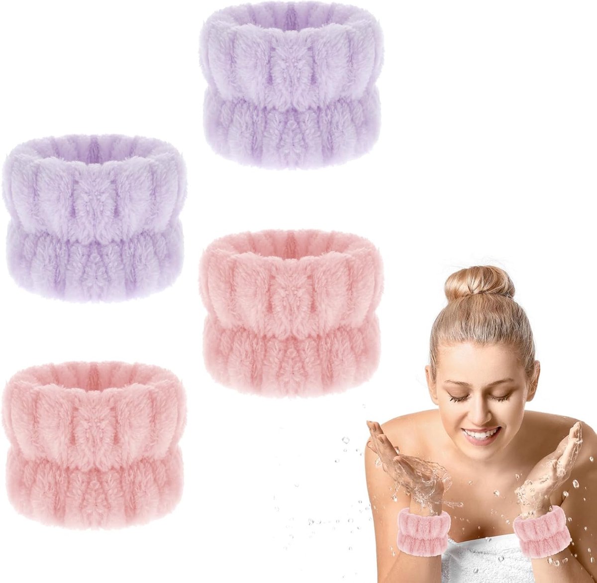 4 Stuks Wasband - Gezichtswassen Polsband Spa Pols Handdoek Wasband