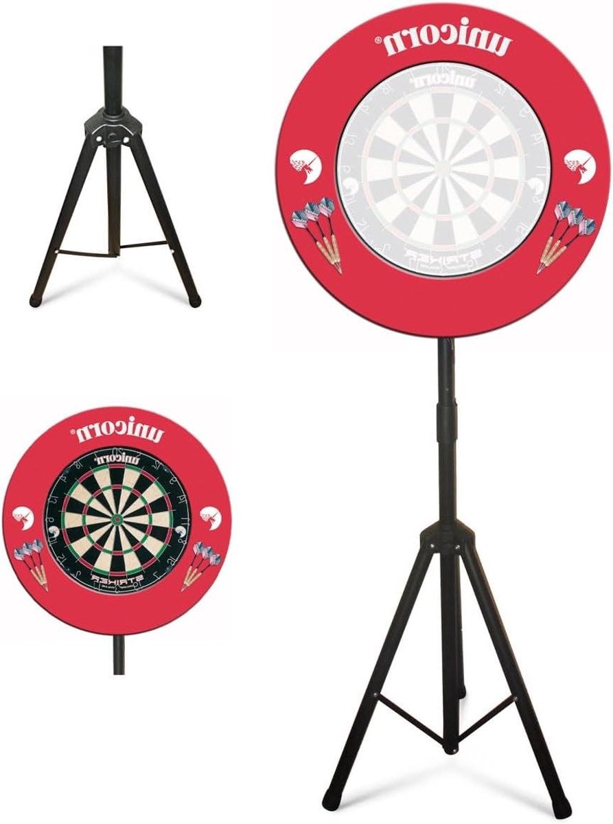 Dartbord Standaard - Vrijstaand Statief - Darts Spelen - Opvouwbaar en Draagbaar - Standaard Grootte - Zwart
