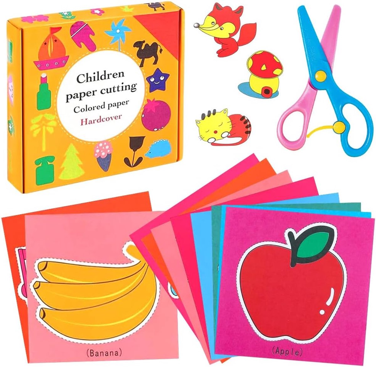 Snijset voor Kinderen, 1 Kinderveiligheidsschaar + 96 Vellen Papier