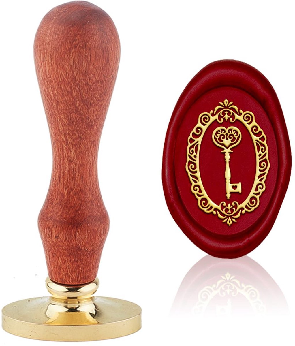 sleutel waszegel stempel retro frame sleutel zegelwas stempel ovaal