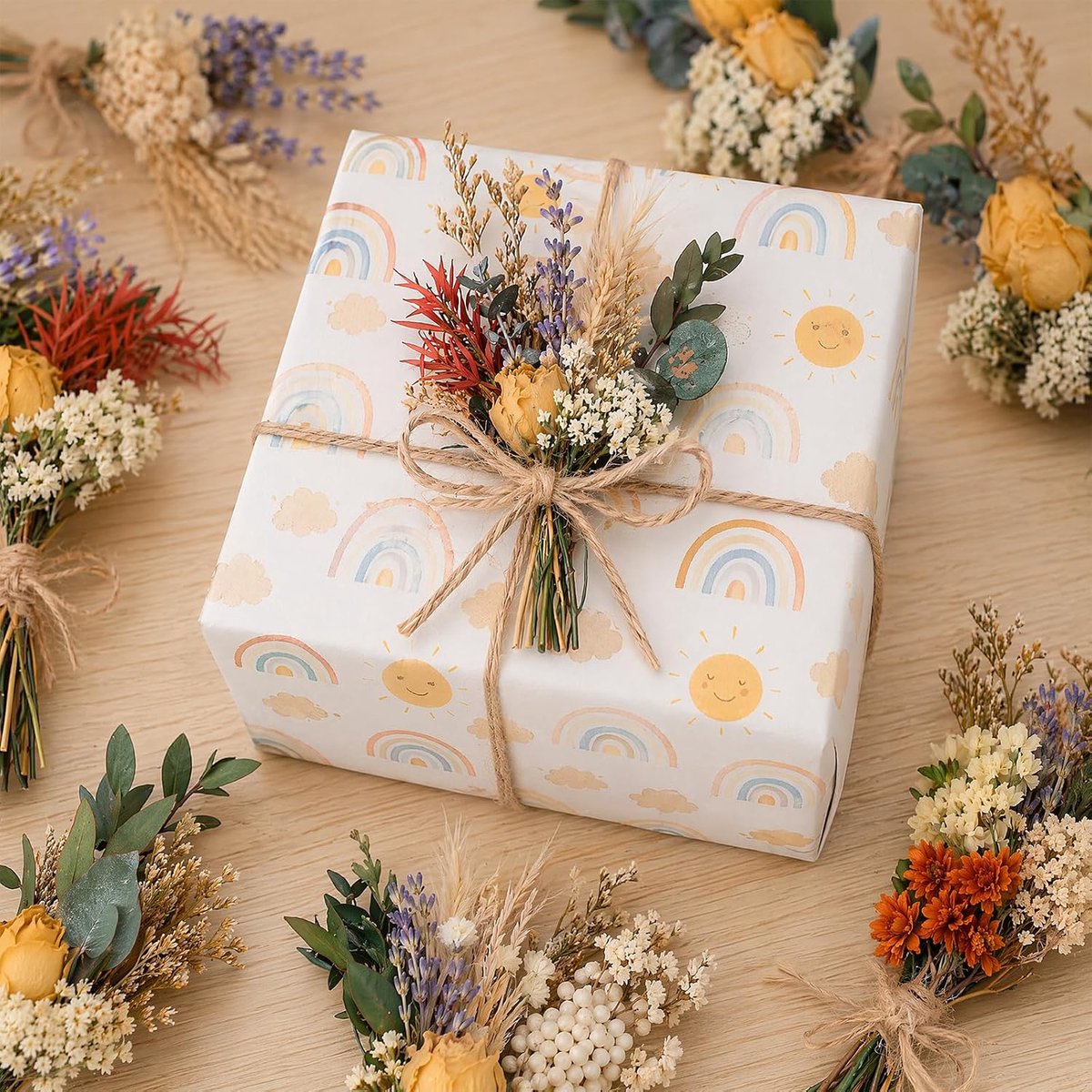 8 stuks mini-boeketten, 13-15 cm, voor decoratie en doe-het-zelf | 8 stuks natuurlijke handgemaakte droogbloemen boeketten voor vazen, tafels, bruiloften, geschenken en creatief knutselen