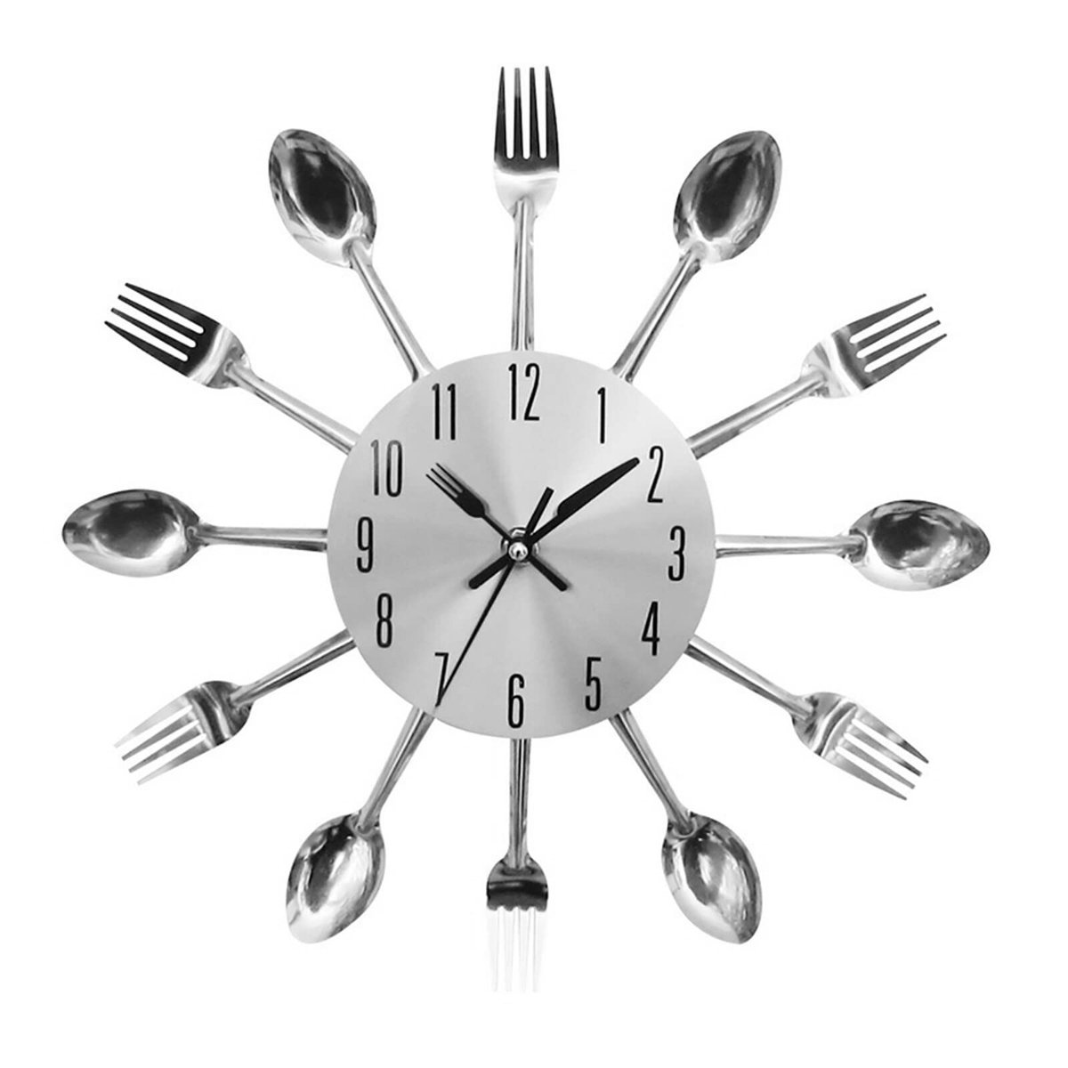 Omgoods - Wandklok - Keuken Decoratie - Creatieve Bestek Klok - Zilver - Modern Design - Unieke Muurdecoratie - Geschikt voor Thuis - Eetkamer