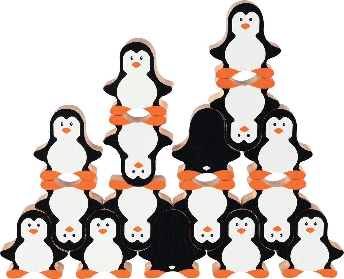 Omgoods - Stapelelementen Pinguïn - Houten Stapelspel van 18 Delen