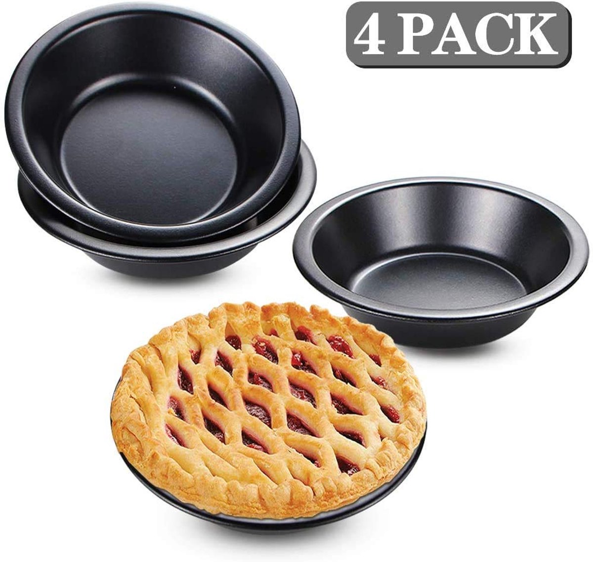Omgoods - Ronde Mini Taartvormpjes - Set van 4, Antiaanbaklaag, 12 cm