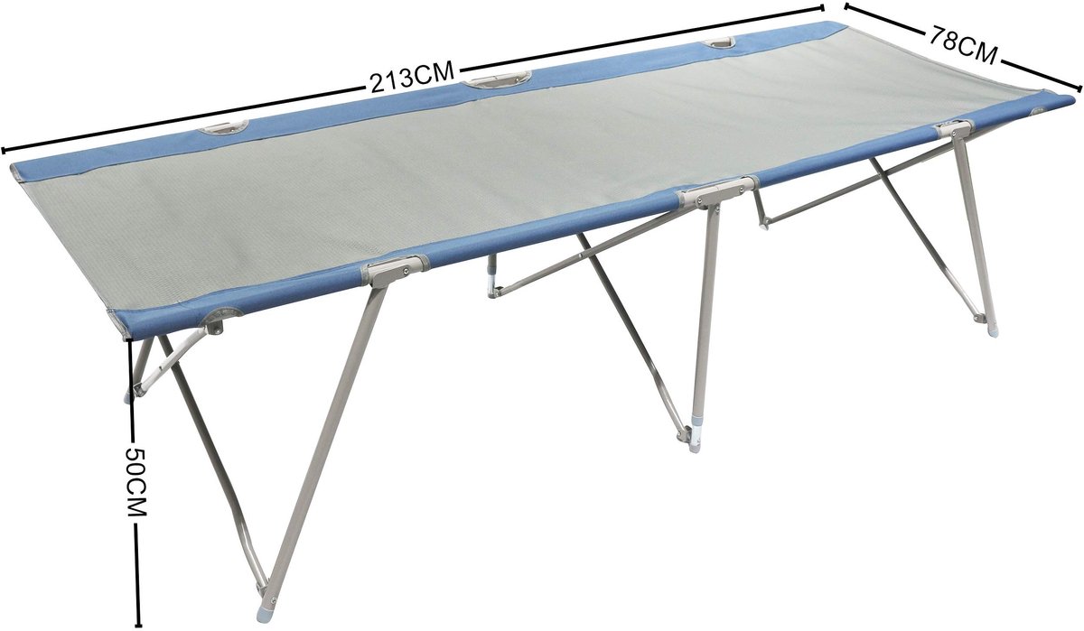 Omgoods - XXL Camping Vouwbed - 600D Polyester - Grijs/Blauw