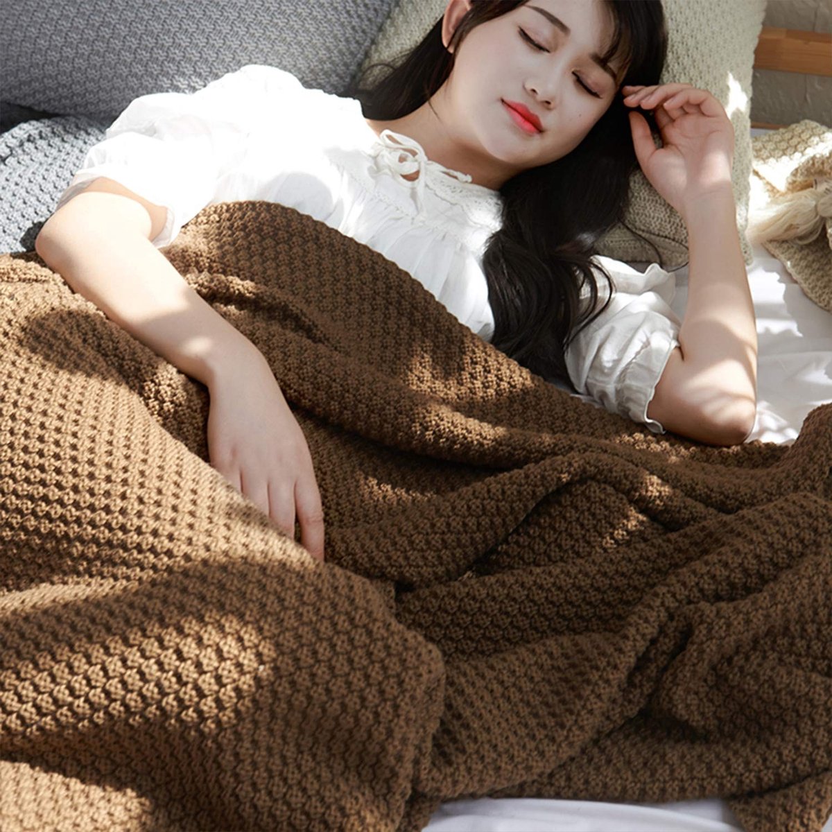Omgoods - Gehaakt Plaid Dekentje voor Sofa en Bed, Warm en Zacht
