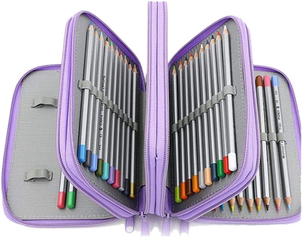 Omgoods- Potloodetui Groot - Organizer 72 Vakjes - Draagbaar Handvat - Hoogwaardige Ritssluiting - Perfect voor School/Kantoor - Etui