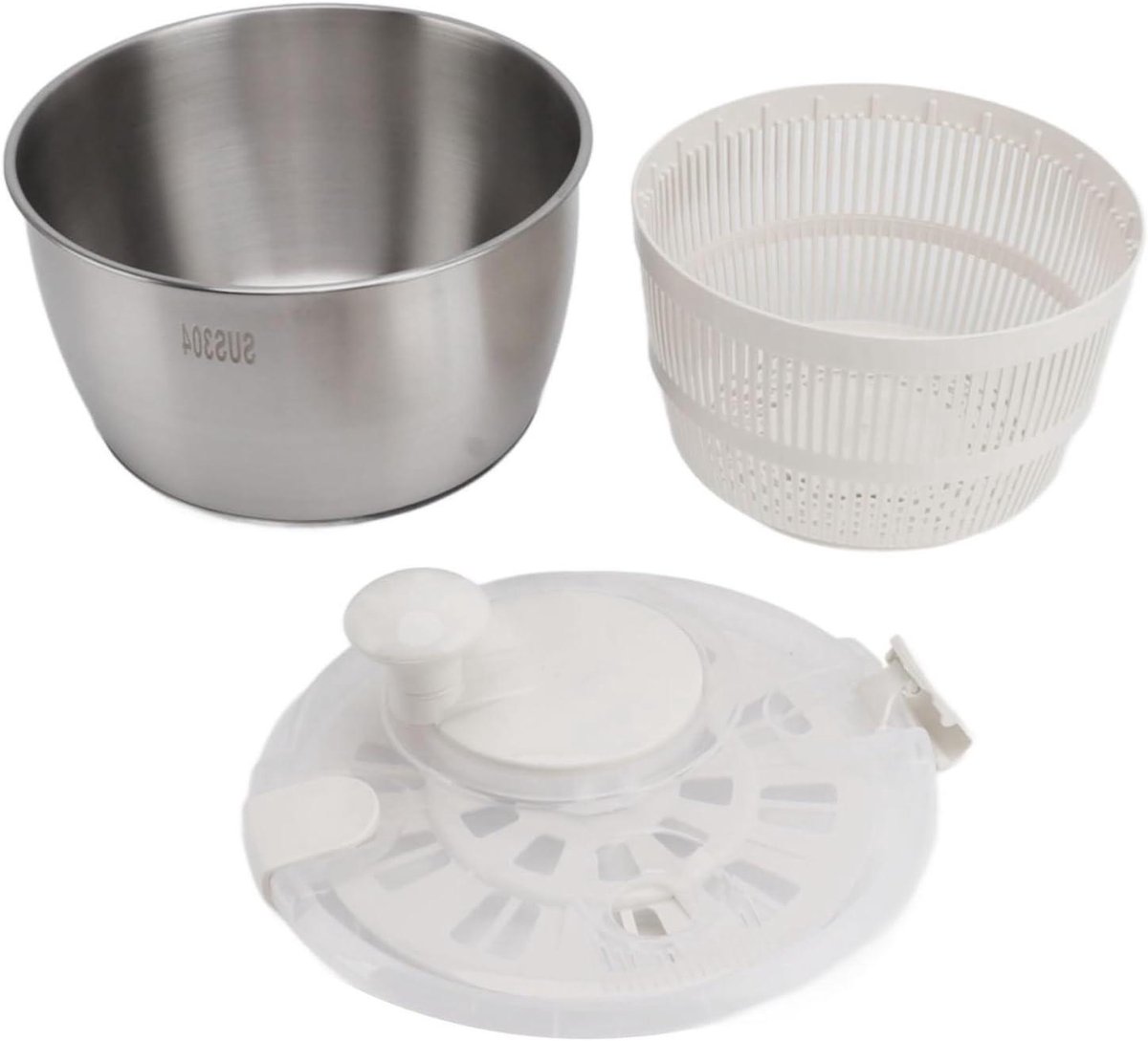 Slacentrifuge - Groente Droger - Salade Maken - Dubbellaags Ontwerp - 25 cm - Zilver