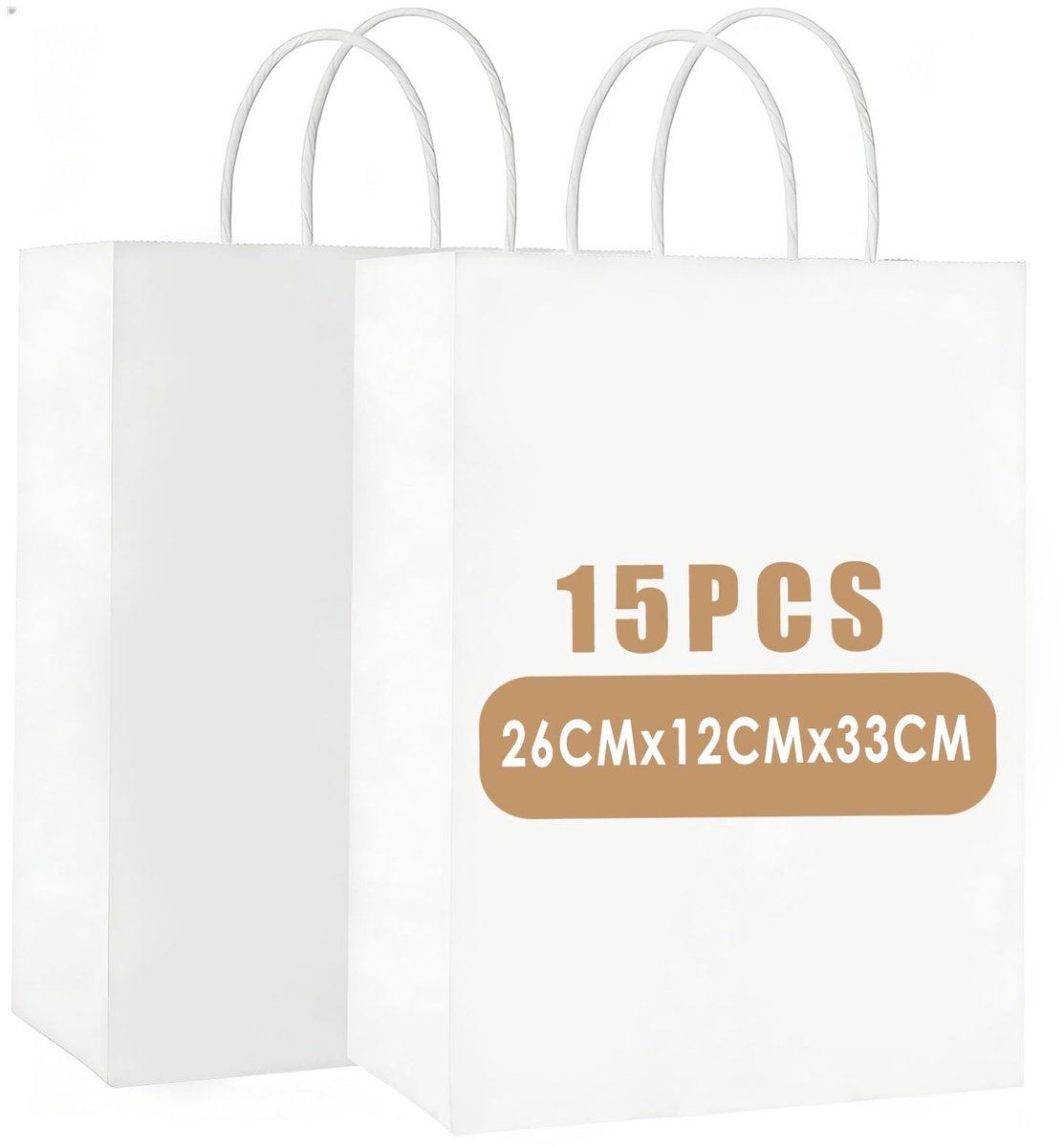 Omgoods - 15 Stuks Witte Papieren Zakjes met Handvatten - Feest- en Giftverpakking