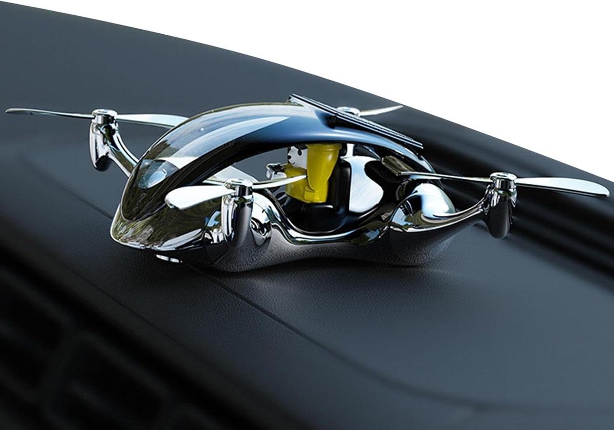 Solar Auto Luchtverfrisser - Helikopter Diffuser - Auto Interieur Verfrissen - Zonne-energie Aangedreven - 19.5 x 15 cm - Zilver