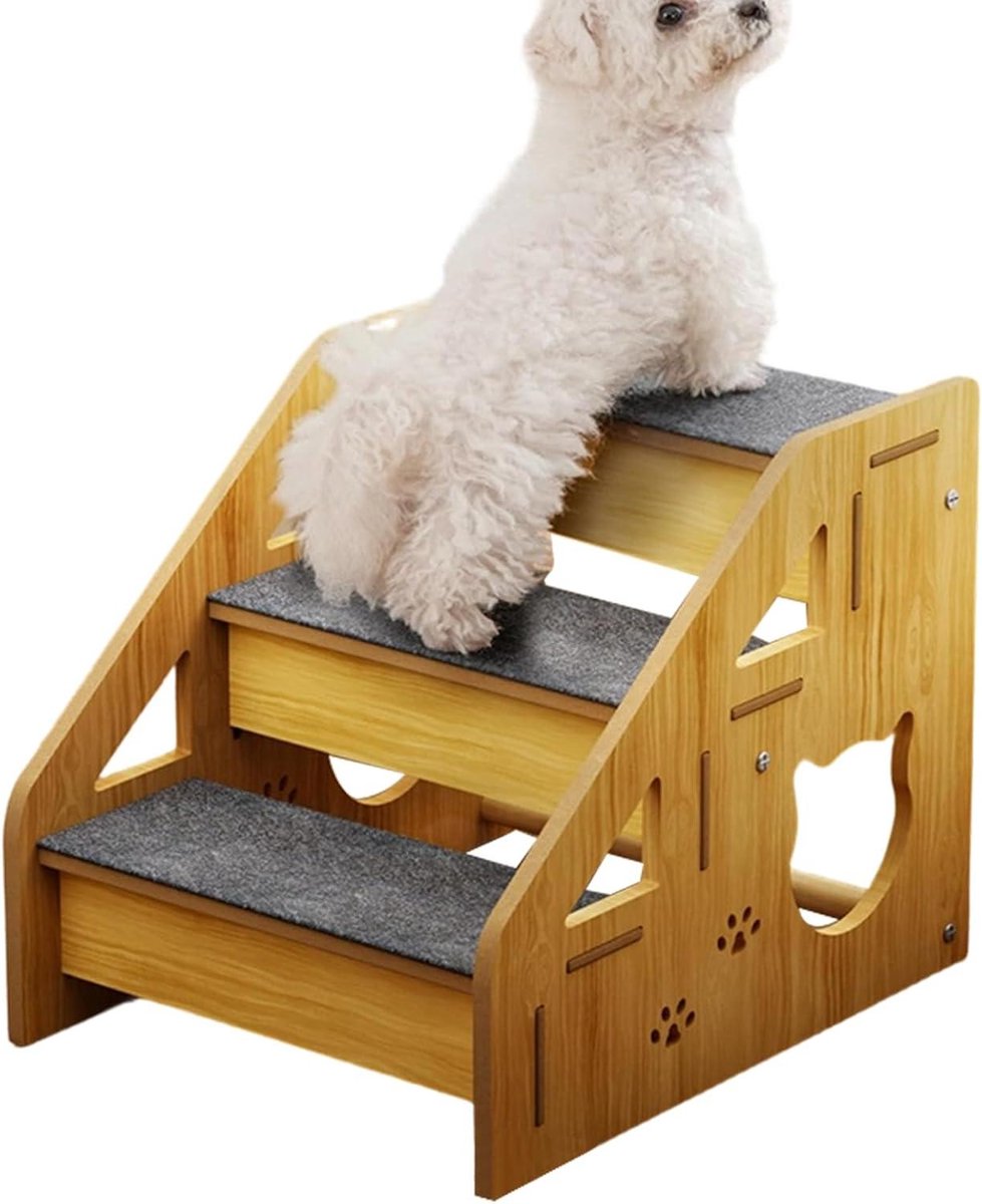 Hondentrappen 3 Treden - Huisdieren Ladder - Veilige Toegang - Houten Anti Slip - 39.5x29x34.2cm - Niet gespecificeerd