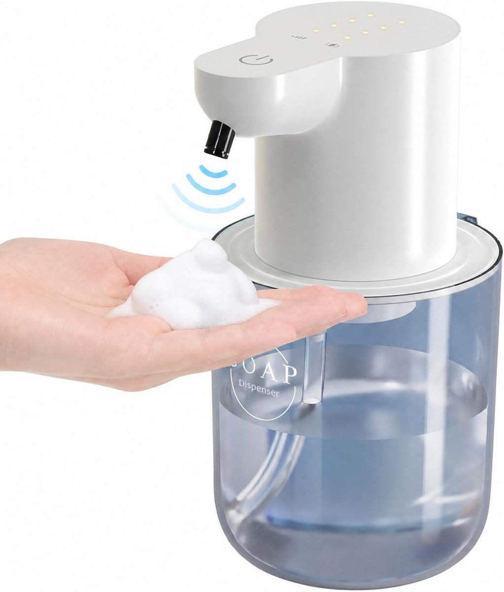 KORVORIA Automatische Schuimzeepdispenser 400ml, Elektrische Zeepdispenser met Sensor, USB-C Oplaadbaar, 4 Niveaus - ShopVlot