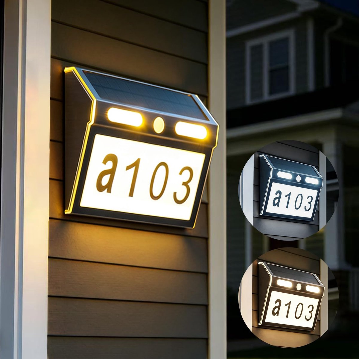 SnelShoppen - Zonne-energie Huisnummer Verlicht, 3 Verlichtingsmodi, Roestvrij Staal, IP65 Waterdicht, Huisnummerbord voor Buiten, 2200 mAh, Adresbord