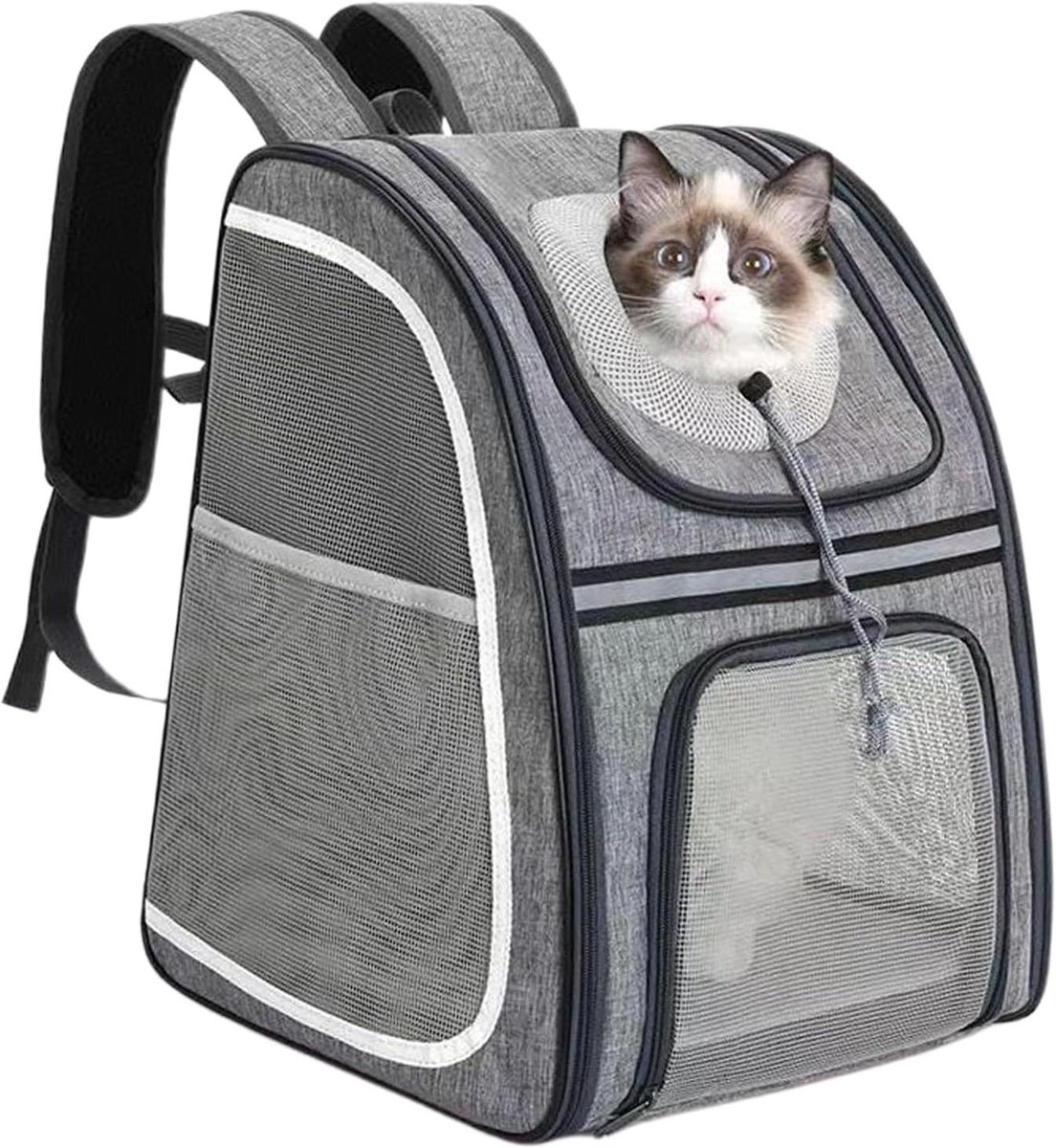 Reistas Honden - Draagtas Puppy - Reizen met Huisdier - Ademend Materiaal - 40 x 33 x 28 cm - Grijs