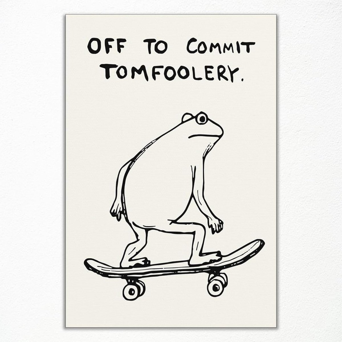 SnelShoppen - Frosch Poster met Grappige Tekst, Canvas Wanddecoratie voor Badkamer, Skateboardende Kikker Kunstprint voor Kinderkamer, 21×30cm