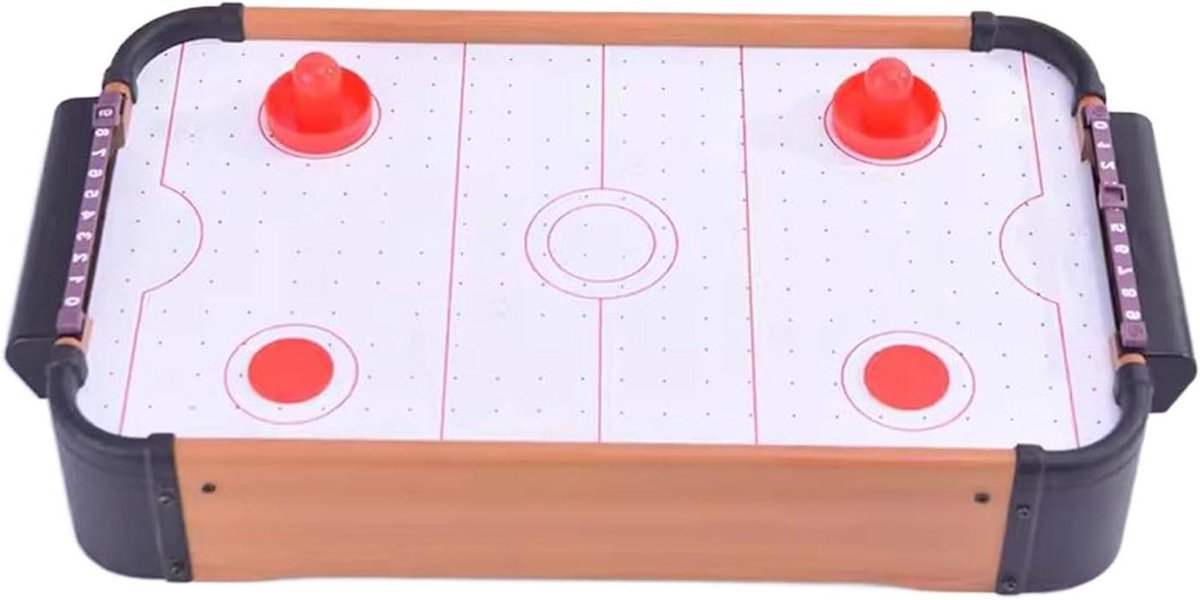 Air Hockey Tafel - Mini Tafelspel - Gezellig Spelen - Stabiele Luchtstroom - 50 x 30 x 9.5 cm - Houtkleur