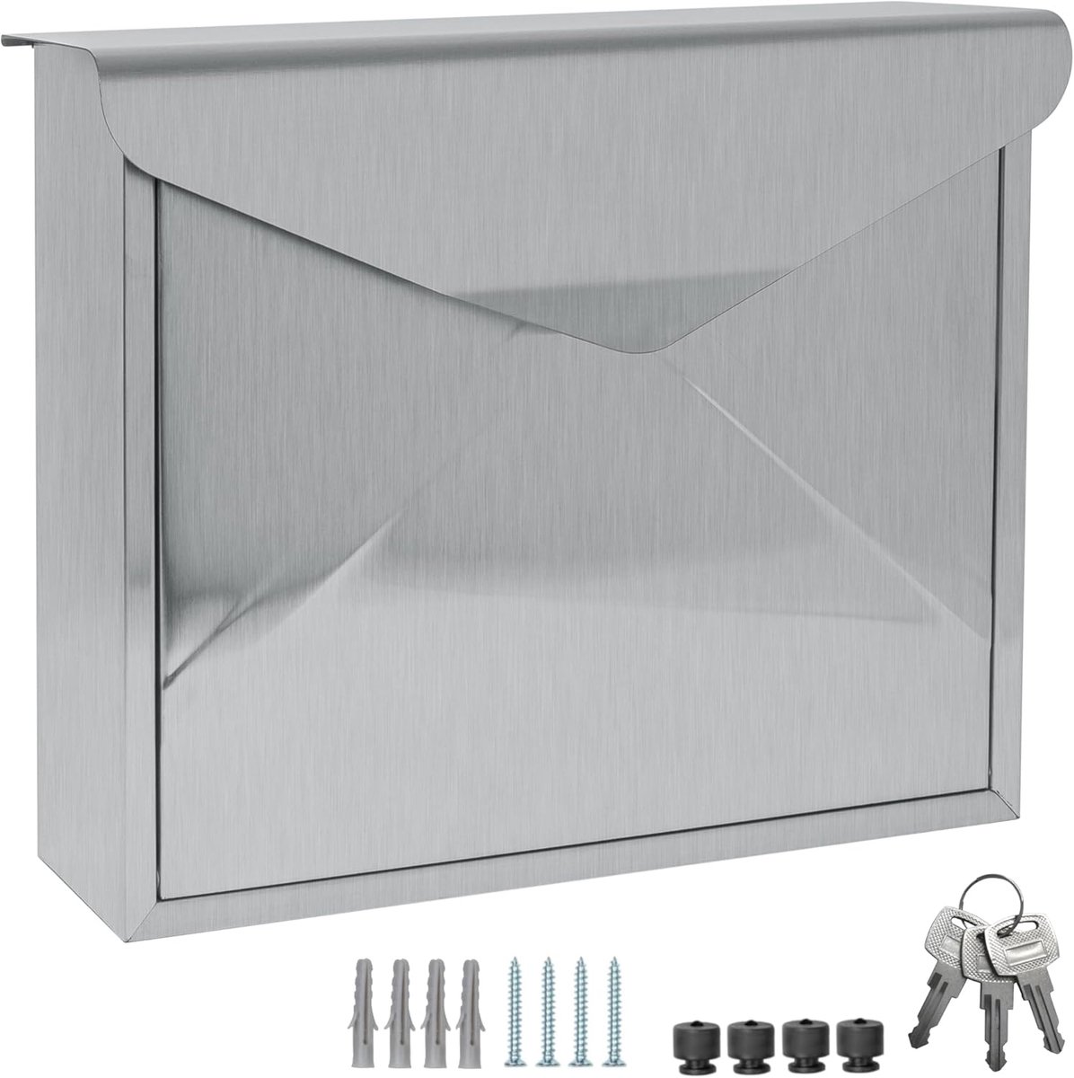 SnelShoppen - Designer Wandgemonteerde Briefbox zonder Krantenhouder RVS V2A A4/C4 Geschikt - Stijlvol, Gemakkelijk te Monteren, Roestvrij Staal