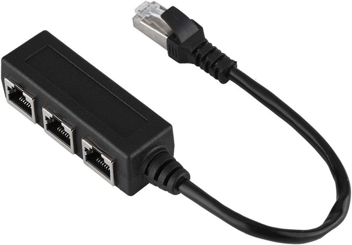 RJ45 Ethernet Verlengkabel - LAN Netwerk Splitter Adapter met 1 Plug naar 3 Vrouwelijke Poorten voor Snelle Gegevensoverdracht