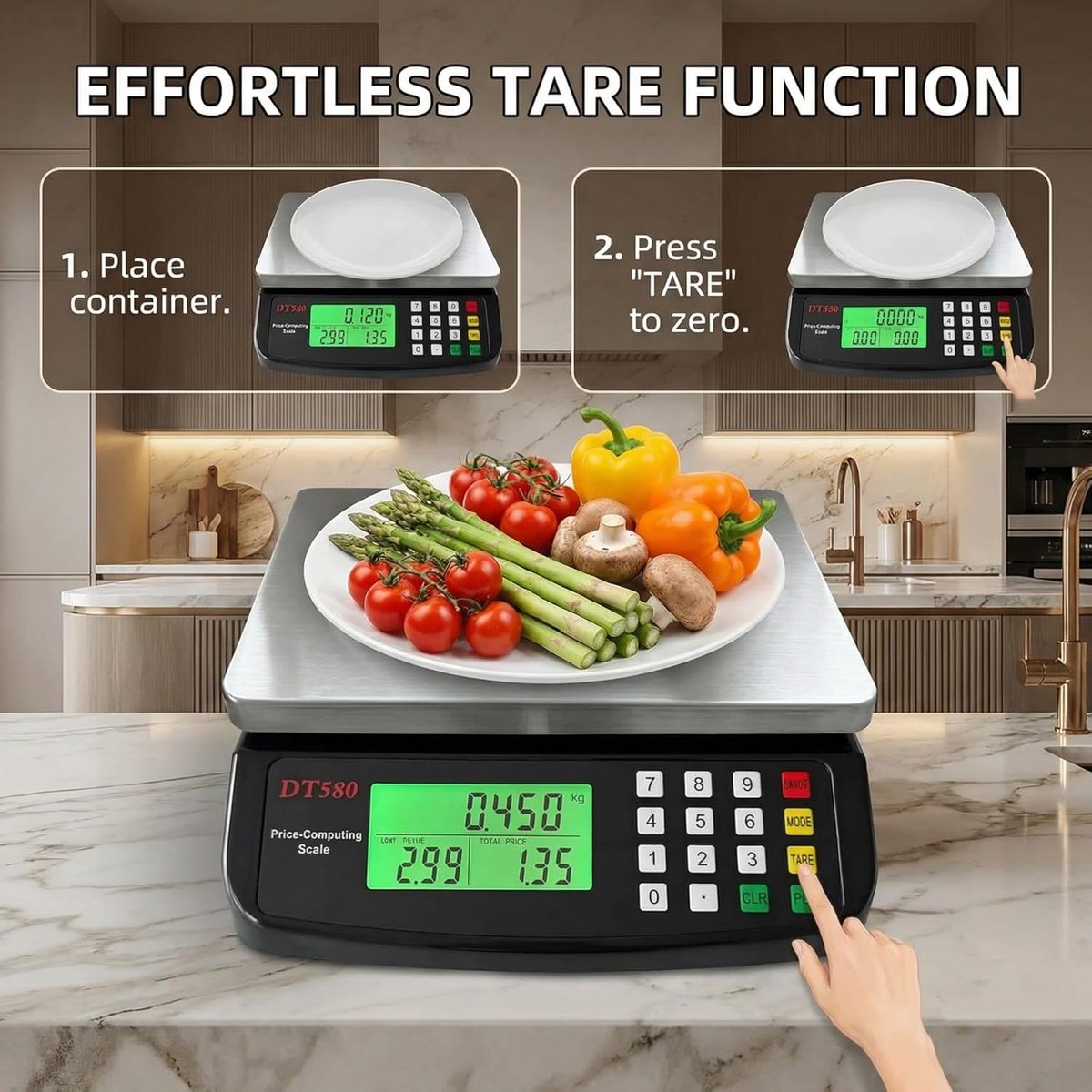 Digitale keukenweegschaal 30 kg - Nauwkeurige weegschaal met tel- en tarrafunctie - Perfect voor bakkerij en vlees - ShopVlot