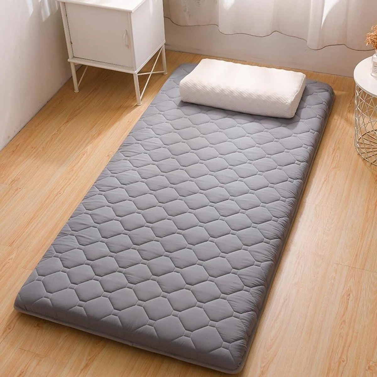Oprolbare Slaapmatras - Studentenmatras Vloerbed - Comfortabel Slapen - Ergonomisch Ontwerp - 31"x75" - Grijs