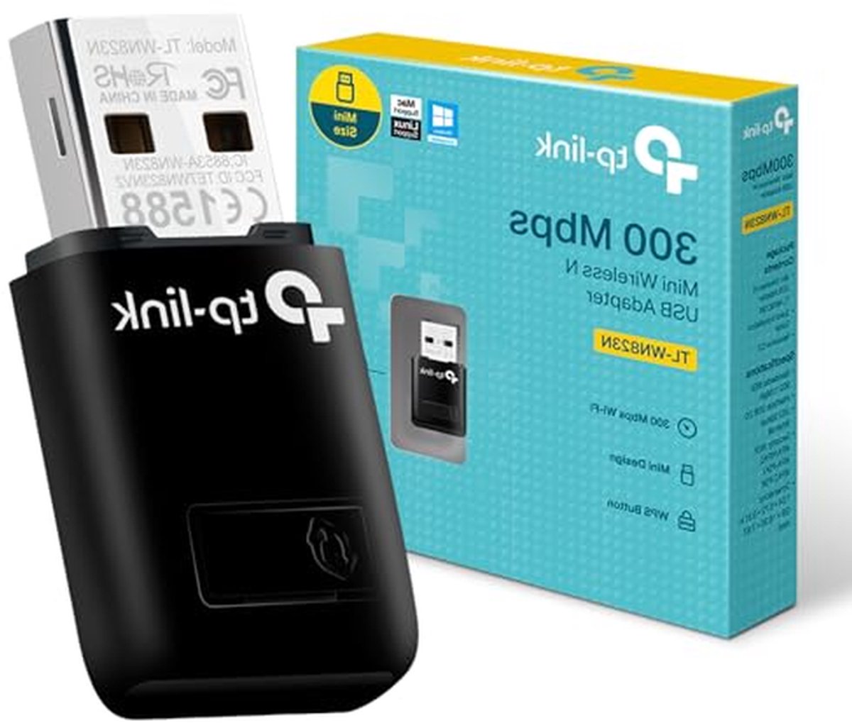 Draadloze USB Adapter - Wifi Stick Netwerk Adapter - Internet Delen - Mini Formaat - 300 Mbit/s - Zwart