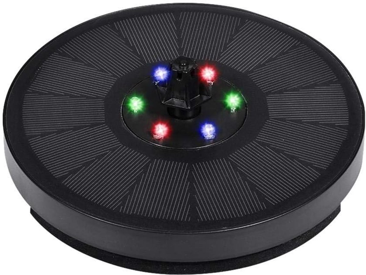 Zonne-energie Vogelbad Fontein met 3W Pomp en Gekleurde LED Lichten voor Tuin, Vijver en Buitenruimte