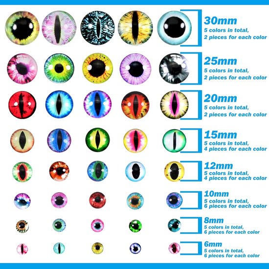 Ogen in Diverse Kleuren 6mm tot 30mm Voor Ambachten Cabochons voor — afbeelding 2
