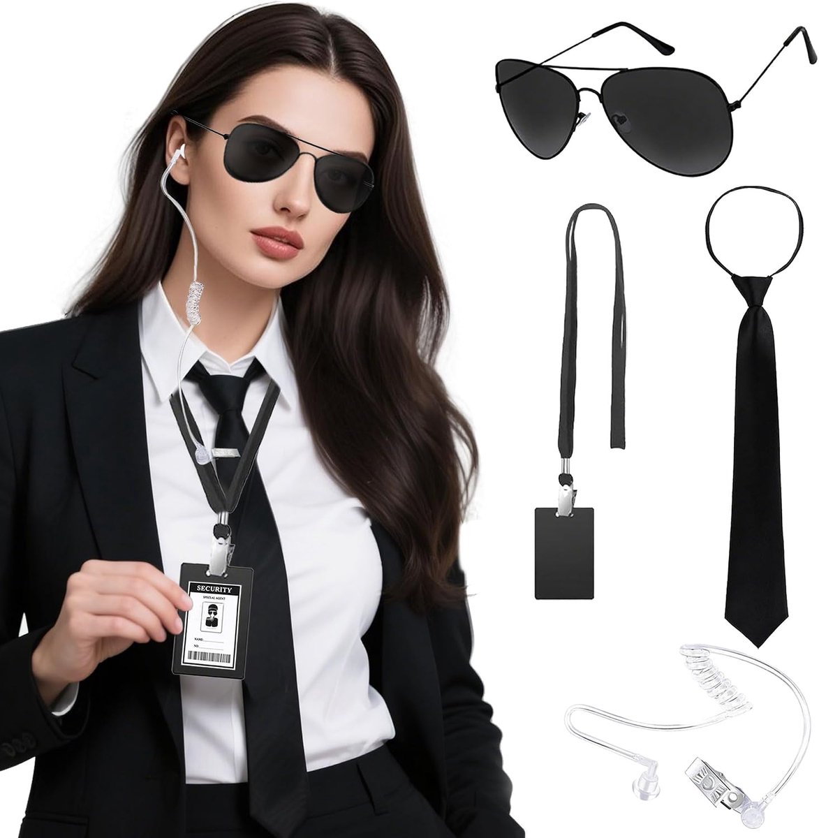 4stk agenten kostuum accessoires set geheime dienst detective kostuum