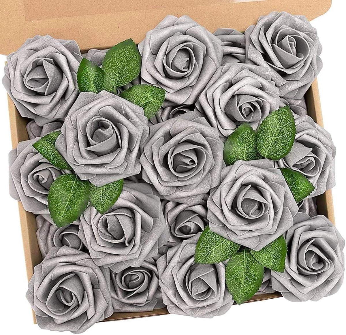 Kunstbloemen, 25 stuks, schuimrozen, kunstrozen met steel, voor