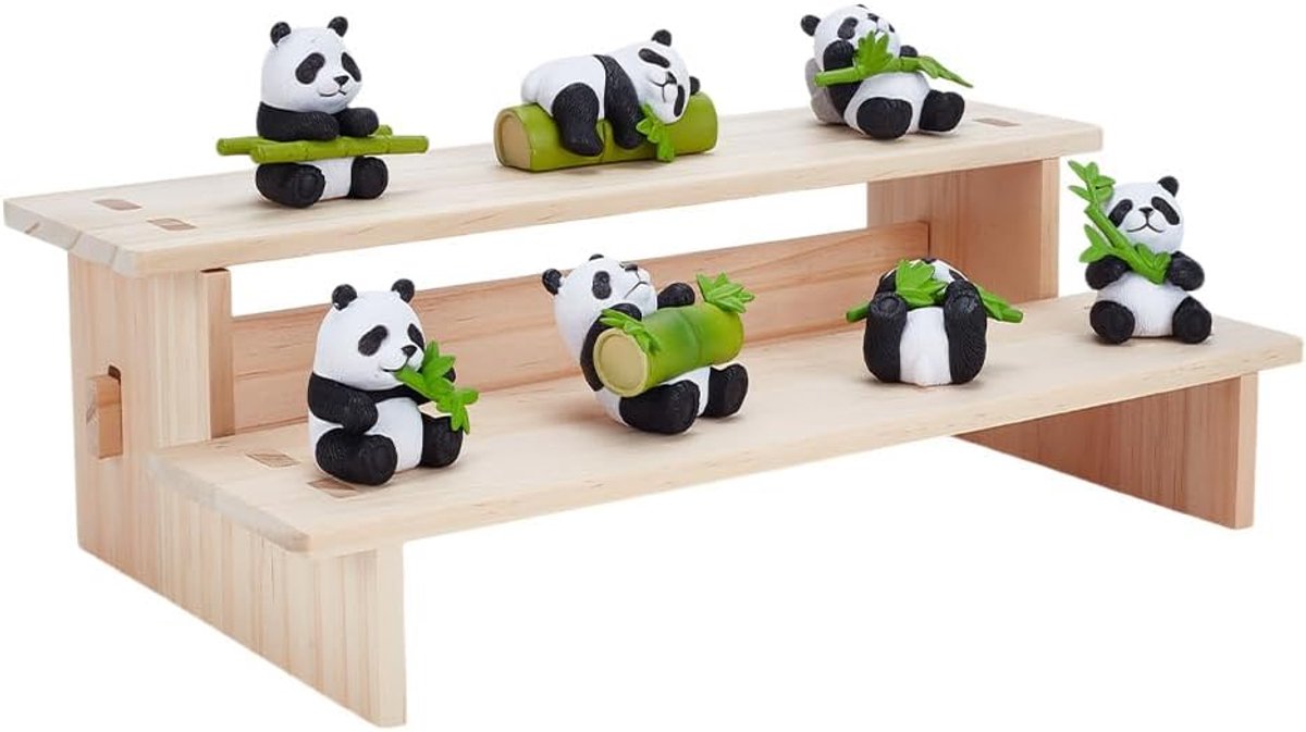 2-Tier Houten Display Riser Plank, Tafelblad Kleine Voedsel Stand