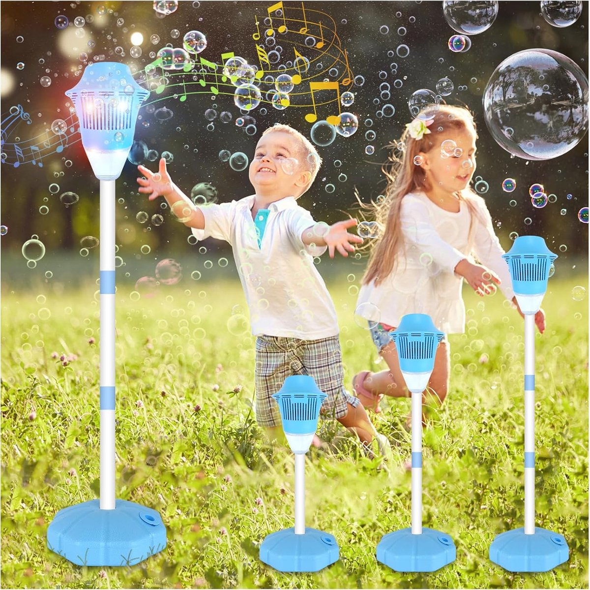 Tuinlamp met zaklamp, automatische blaasmachine voor kinderen, Bubble Torch Garden Lamp met muziek, stand van de fabrikant van Bolles voor bruiloft, verjaardag, picknick