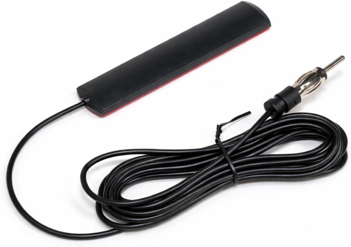 FM-autoradioantenne voor auto, universele autoradio, voor het plakken op voorruit, 3 m kabel met DIN 41585 naar ISO-adapter, radio-antenne voor auto, vrachtwagen, boot