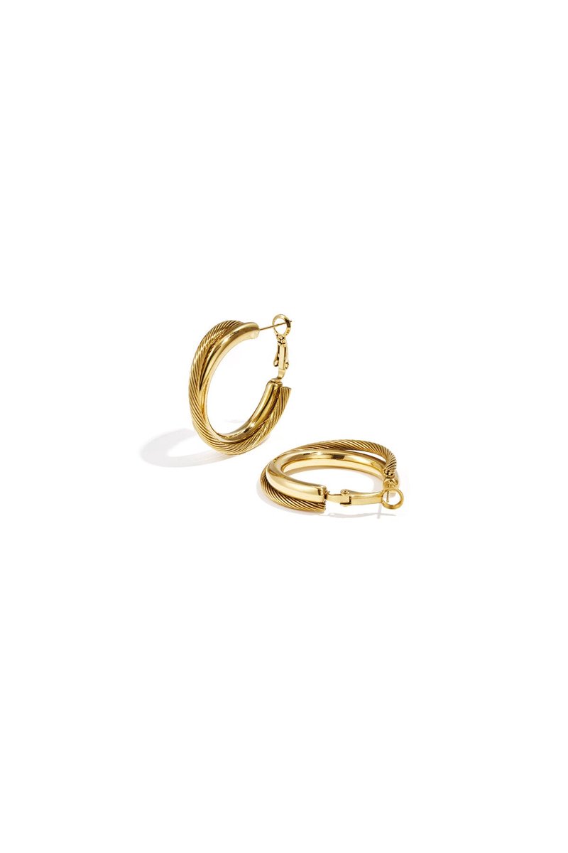 Elegant stainless steel hoop earrings - timeless style - Goudkleur