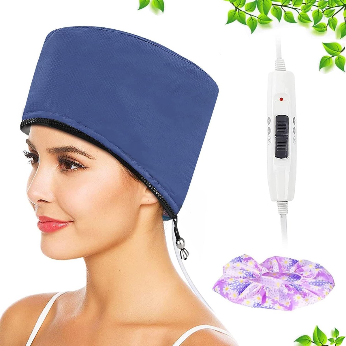 Elektrische Haarverzorgingskap, Verdampingskap Met 2 Modi Elektrische Haarkap, Geschikt Voor Gebruik In Spa'S, Salons En Thuis (Blauw) | Thermische muts met 2 temperatuurniveaus, geschikt voor gebruik in spa's, salons en thuis