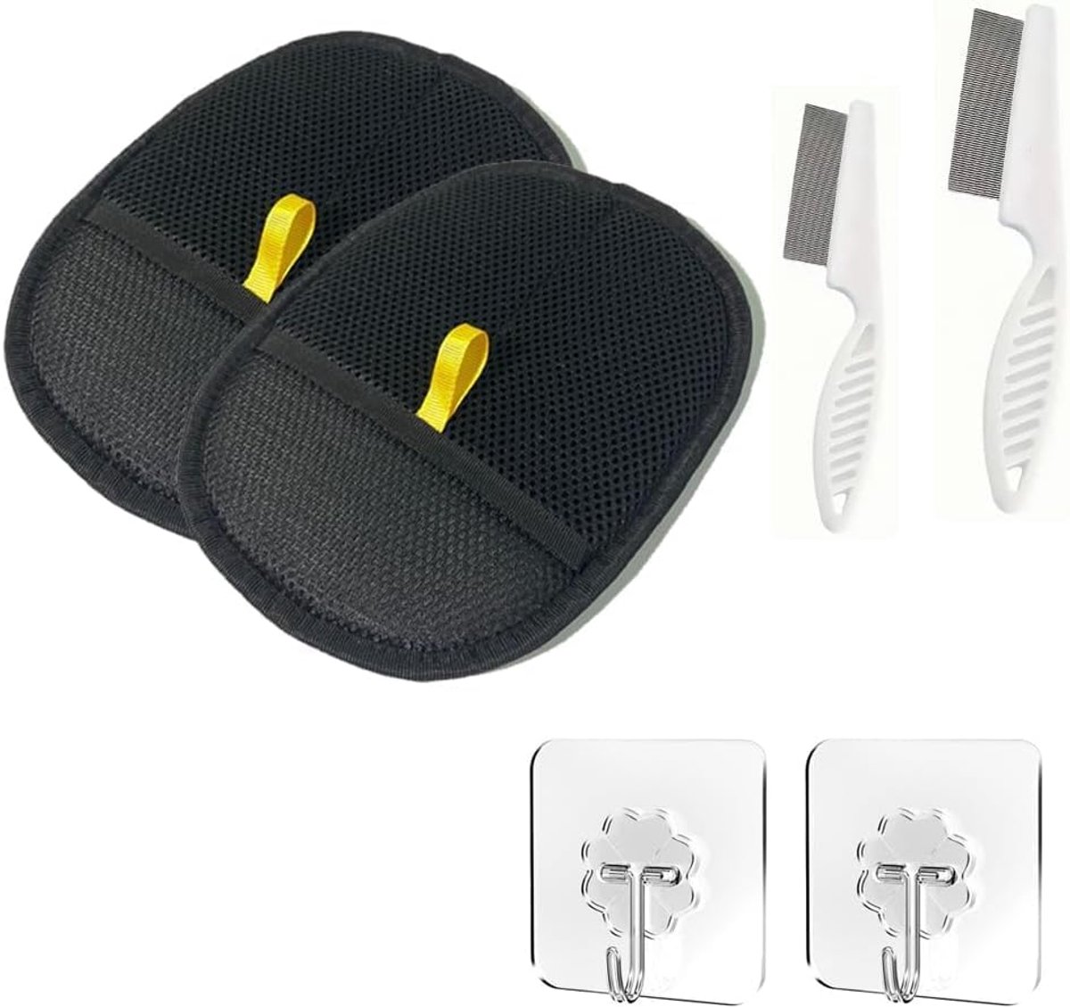 Handschoenen voor huisdieren met vlooienkammen en 2 haken