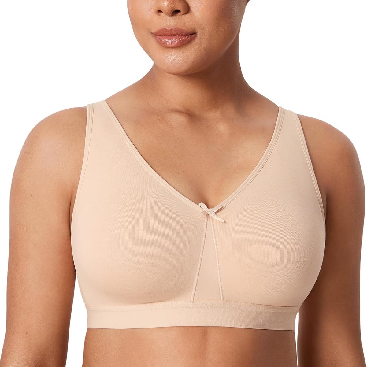 Dames katoenen draadloze bh Plus size bh | Draadloos, ongevoerd, met extra zijsteun, U-rug, volledige bedekking, comfortabel, voor dagelijks gebruik en om in te slapen