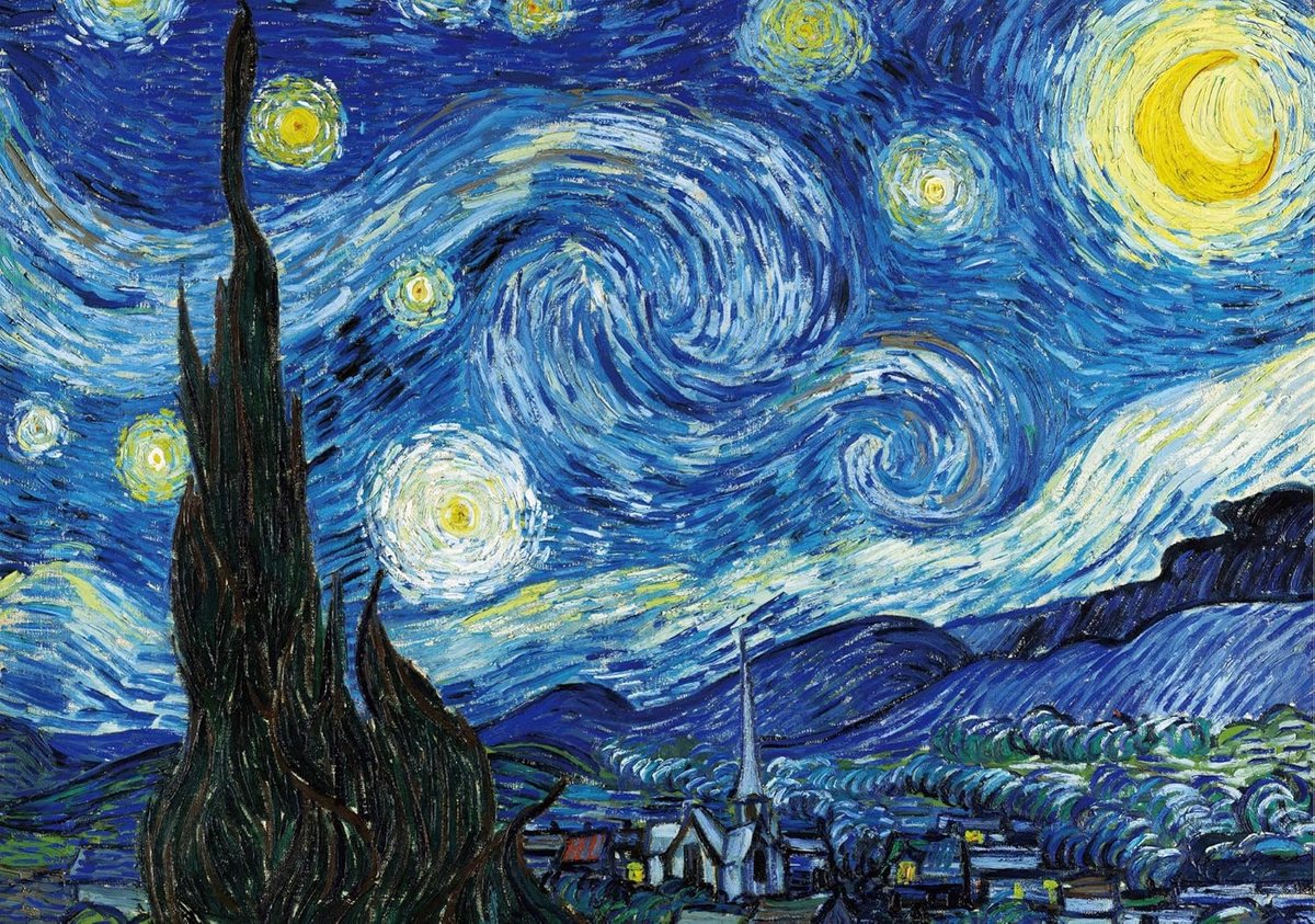 Vincent Van Gogh puzzel 1000 stukjes voor volwassenen sterrenpatroon 70 x 50 cm puzzels voor volwassenen klassieke puzzel 1000 stukjes volwassenen van Gogh zware puzzels volwassenen kinderen 1000