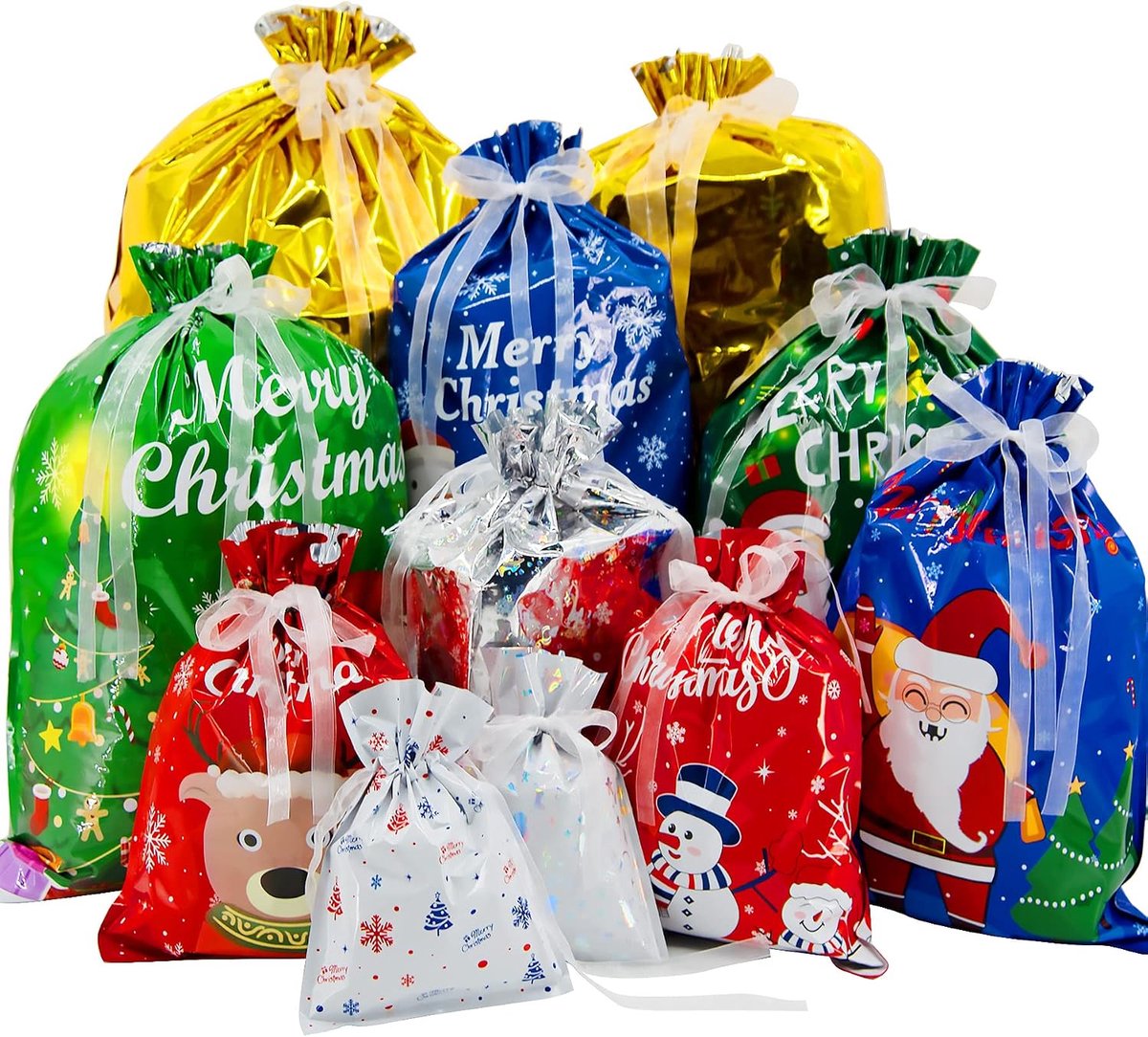 42 PCs Drawstring Gift Bags Folie Herbruikbare Verpakkende Zakken