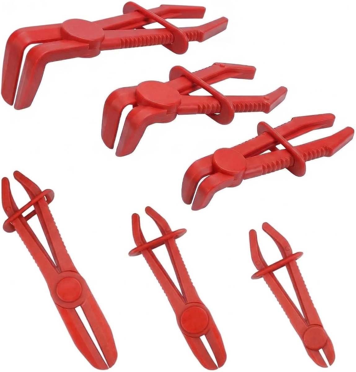 6 stuks slangklemtang, set in 3 maten, slangkoppelstaaf, klemtang set, geschikt voor onderhoud van motorvoertuigen (rood)