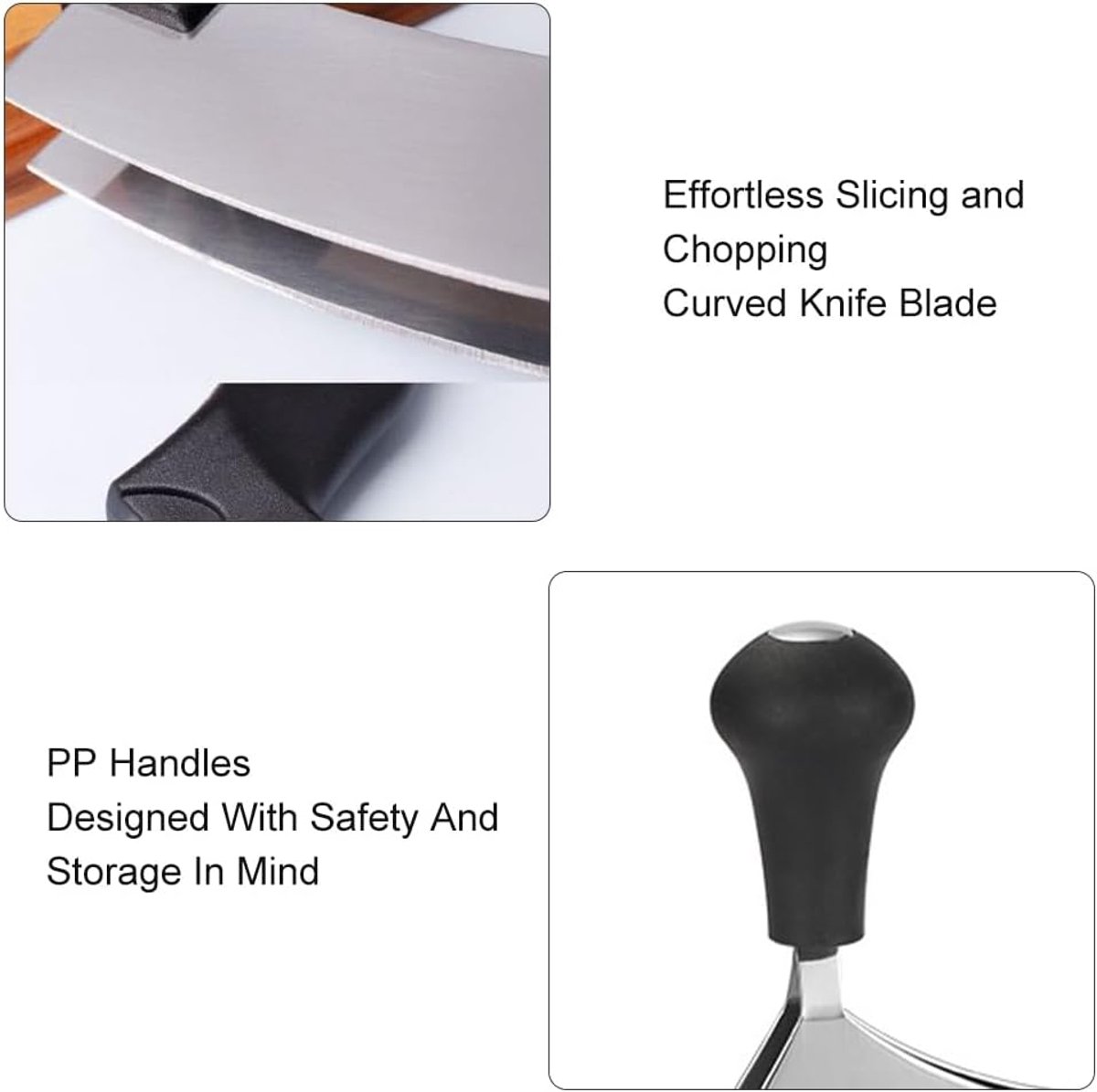 kruidenmes, buigmes, weegmes tweesnijdig, lemmet voor kruid, gebogen kruidenhakmolen, 17 cm, 17 cm kruiden en pizzasnijder