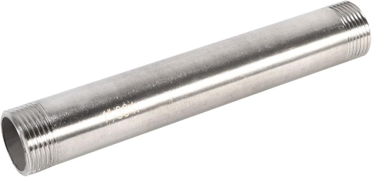 1 inch buis roestvrij stalen buisnippel - 200 mm BSP 1" naar 1" buisnippel met schroefdraad, SS304 Male X mannelijke lasnippel voor luchtbuis, brandstofbuis, waterbuis, DIY